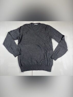 J.Lindeberg Merino Cashmere V-Neck Sweater Charcoal Grey Made in Italy Men’s L